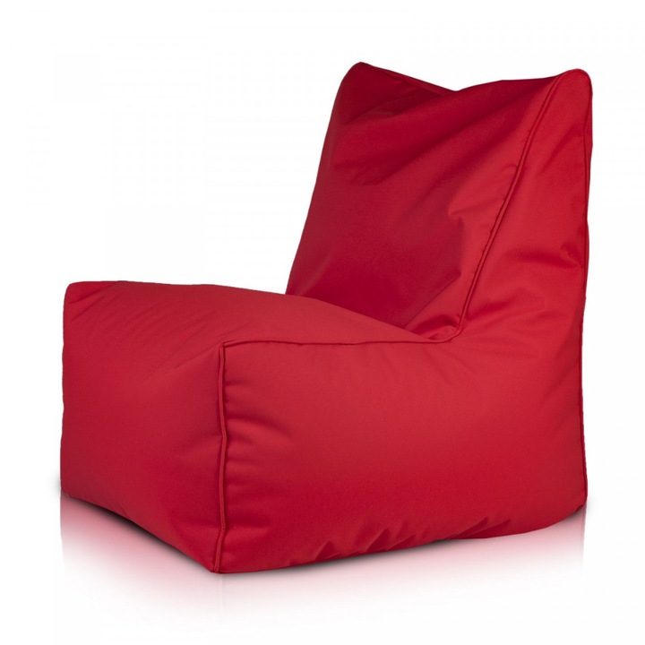 Fotoliu puf Ecopuf Lounger, Husa detasabila, Impermeabil, pentru interior si exterior, rezistent UV, forma ergonomica, confort maxim, ideal relaxare, gradina, terasa, living, culoare Rosu, dimensiuni 75x60 cm