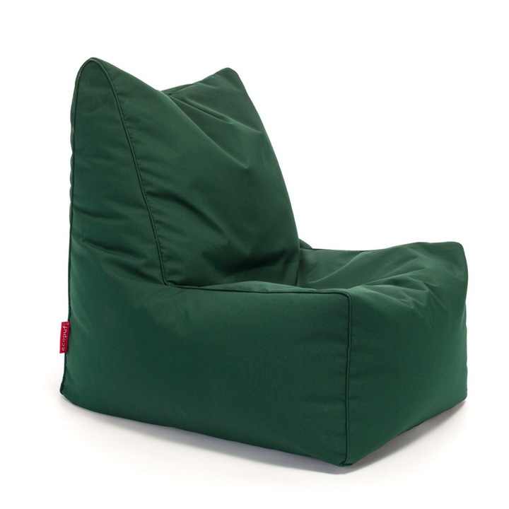 Fotoliu Puf Ecopuf Lounger Solid Husa Detasabila Impermeabil pentru Interior si Exterior Confort Ergonomic Durabil Rezistent UV Dimensiuni Generoase 75x75x40cm Verde Inchis