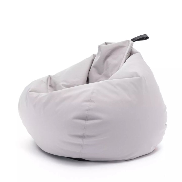 Fotoliu puf Ecopuf Oscar Outdoor, tip Bean Bag, pentru interior si exterior, impermeabil, din poliester rezistent, dimensiuni 80 x 110 x 90 cm, ideal pentru relaxare in gradina sau living, design modern, confort superior, Gri deschis