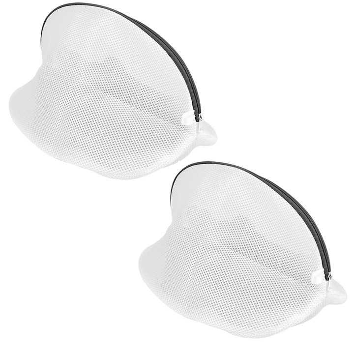 Set 2 sac pentru spalare si uscare incaltaminte, AllizBan, pentru protectie in masina de spalat si uscator, prevazut, 42x24x24 cm, alb
