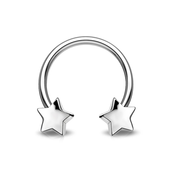 Inel de nas din Titan, argintiu, forma de stea, pentru barbati si femei