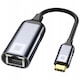 Adaptor Placa Retea, Co2®, USB-C la RJ-45 Gigabit Ethernet LAN 10/100/1000 Mbps, Plug&Play, Indicatori LED, Aluminiu Space Gray
