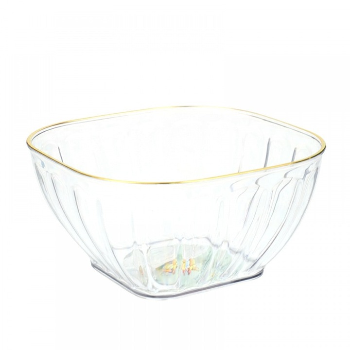 Bol Transparent pentru Servit, Margine aurie, 18 cm