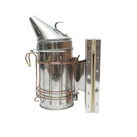 Afumator albine din otel galvanizat cu cilindru scut termic si burduf din piele 190mm