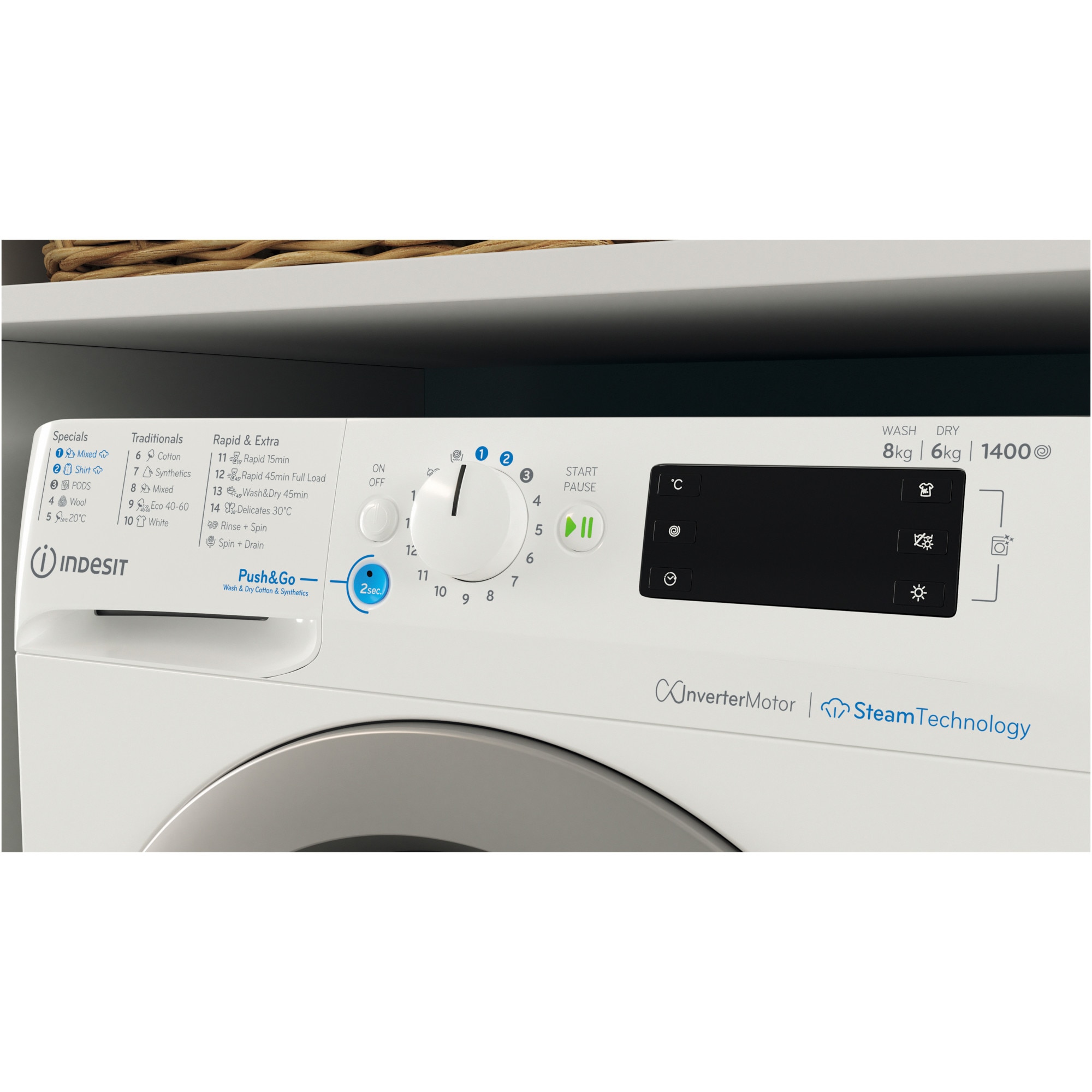 Mosógép szárítógéppel Indesit INNEX BDE 86436 WSV EE, Mosás 8 kg ...