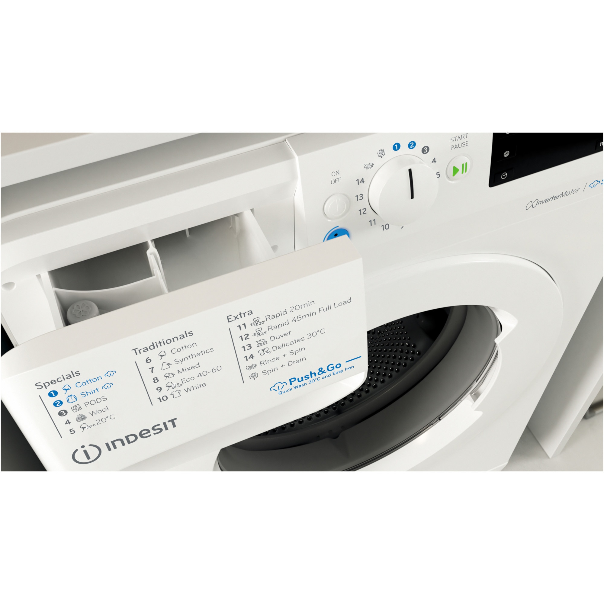 Masina de spalat rufe Indesit INNEX BWE 81295X WV EE, 8 kg, 1200 rpm, Clasa B, Push&Go, Motor Inverter, Alb