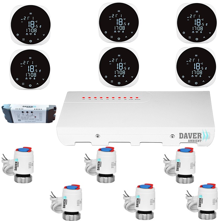 SMART PLUS automatizálási csomag padlófűtéshez 6 zónával, Daver