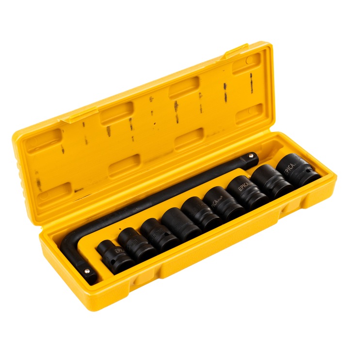 Set de 10 chei impact tubulare de la 10 la 24mm patrat de 1/2" cu extensie tip L