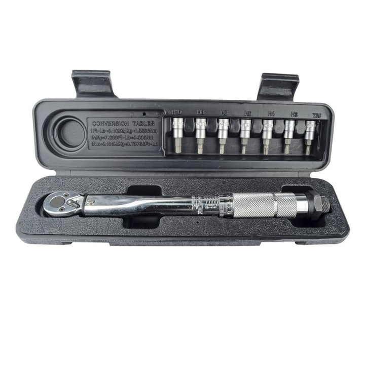 Set cheie dinamometrica si capete tubulare cu bit Mannesmann 18314, 1/4'', 5-25 Nm, 8 piese