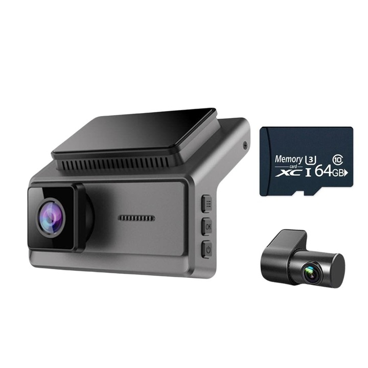 Camera auto Q8, Dash Cam Pro Plus, 1080P, IPS 3.16, ADAS, Night Vision, Senzor anti soc, G Senzor, unghi de vizualizare de 150°, F2.0, inregistrare in bucla, senzor de temperature, senzor de focalizare a placutelor de inmatriculare
