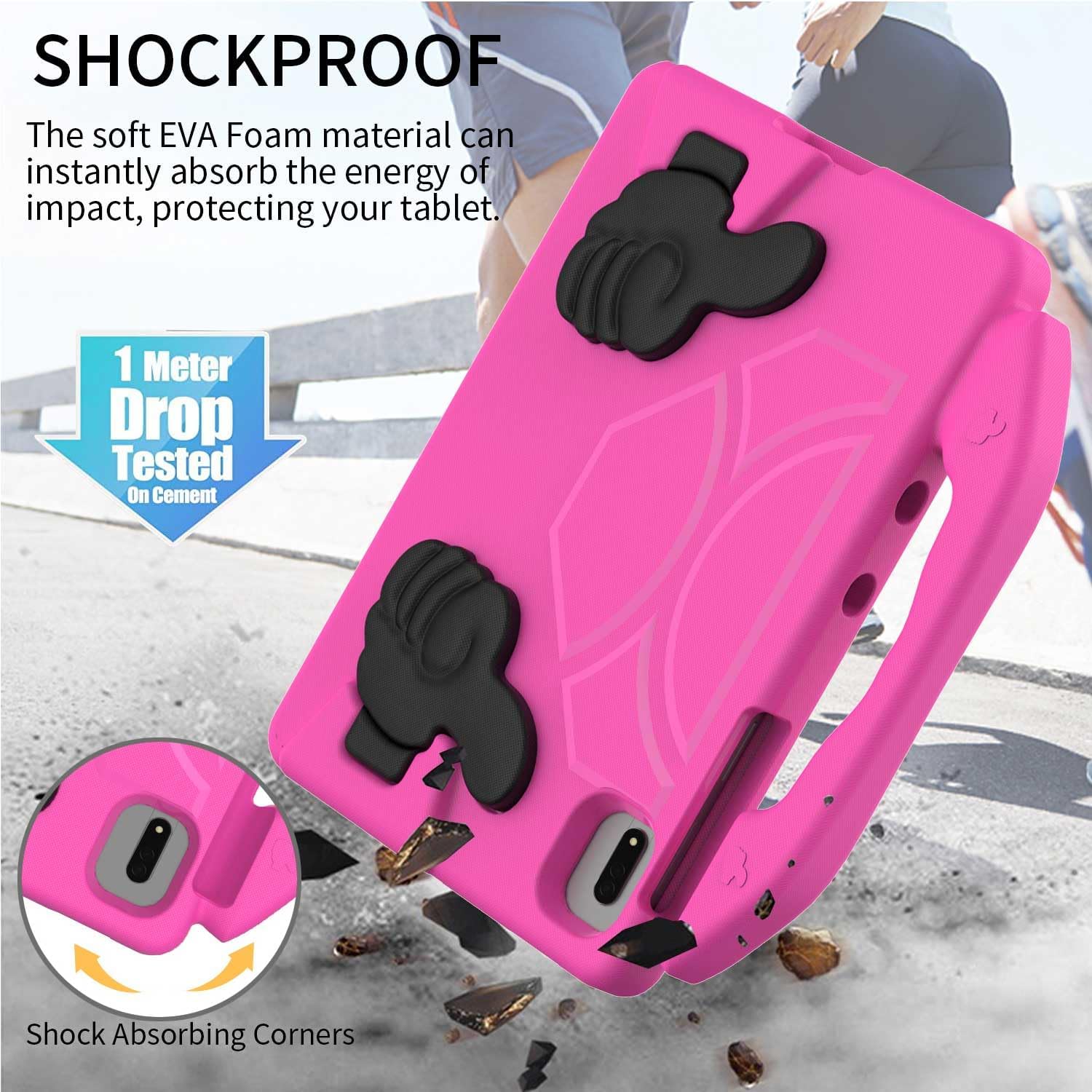 Husa protectie tableta pentru copii compatibila cu Samsung Tab A7 Lite T220, T225 8.7 inch, Tab A T290, T29 2019 8.0 inch, protectie silicon antisoc rezistenta la lovituri, 23.5×18.3×3cm, Roz