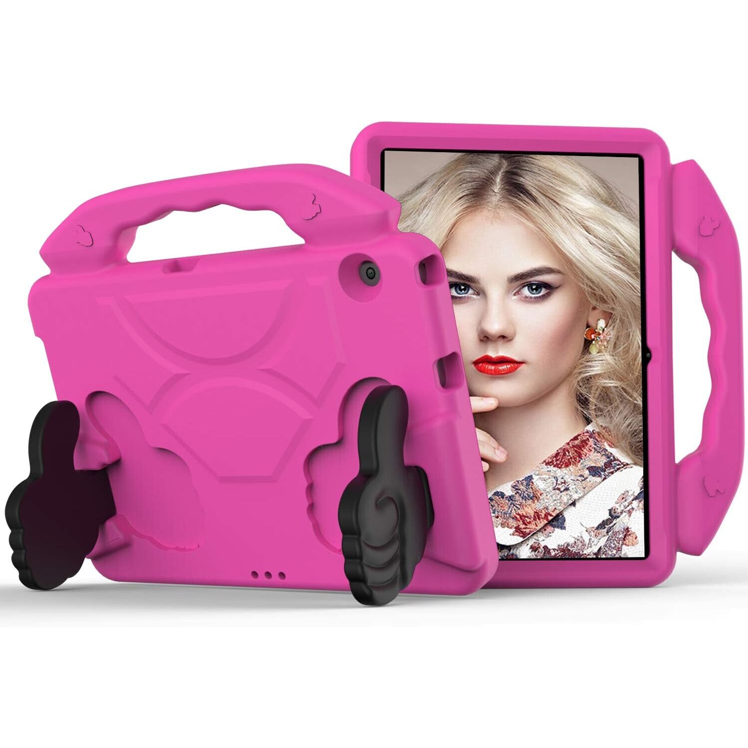 Husa protectie tableta pentru copii compatibila cu Samsung Tab A7 Lite T220, T225 8.7 inch, Tab A T290, T29 2019 8.0 inch, protectie silicon antisoc rezistenta la lovituri, 23.5×18.3×3cm, Roz