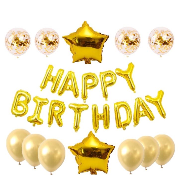 Комплект от 25 златни балона и помпа