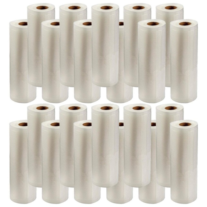 Set 20 role pungi pentru vidat si sigilat alimente @Selling Depot, conservare alimente, legume, fructe, mancare, compatibilitate universala, rezistent la caldura si inghet, 500x15 cm