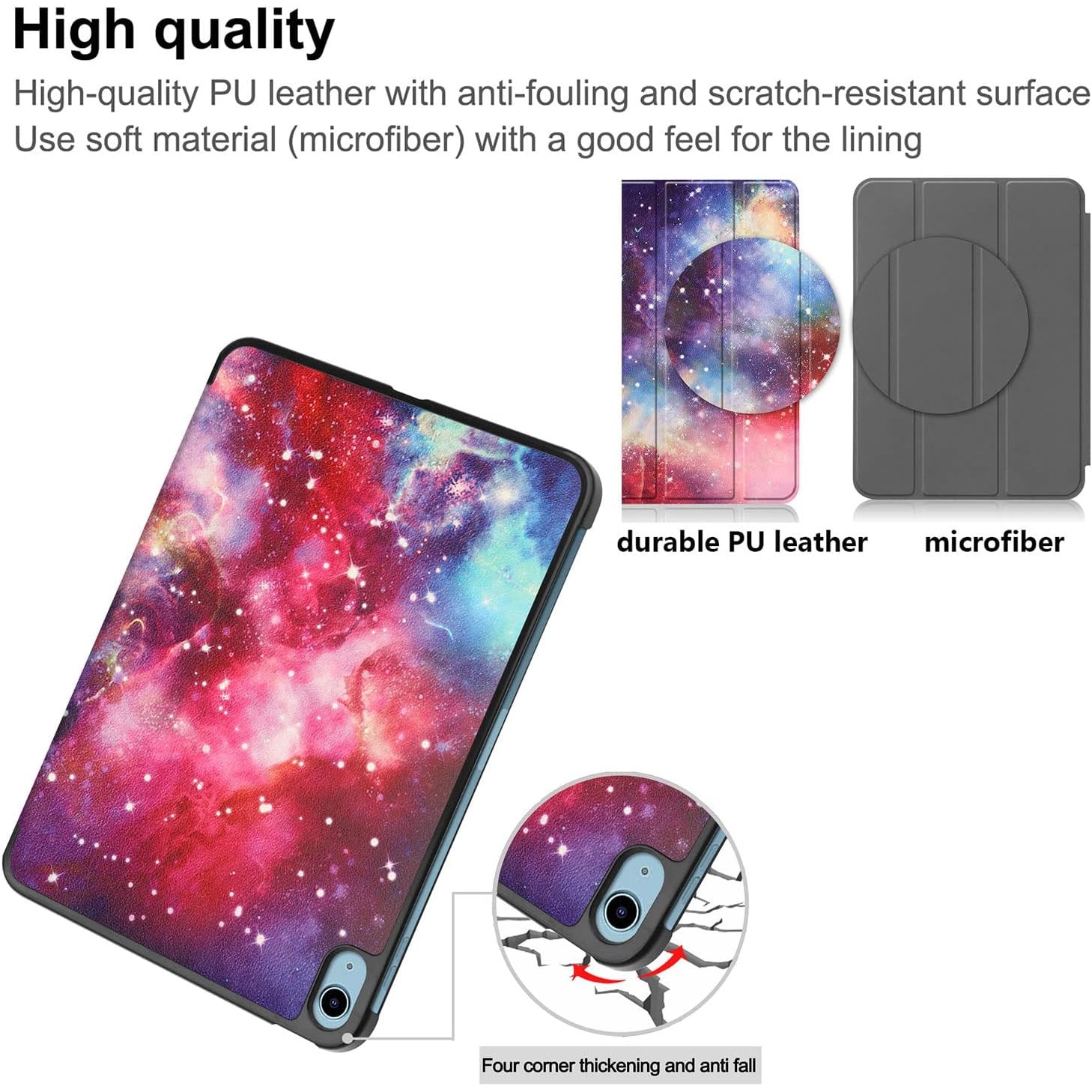 Husa pentru iPad 11 2025, iPad 10 2022 10.9 inch Light & UltraSlim, tip stand cu functie wake-up/sleep, Aiyando, galaxy