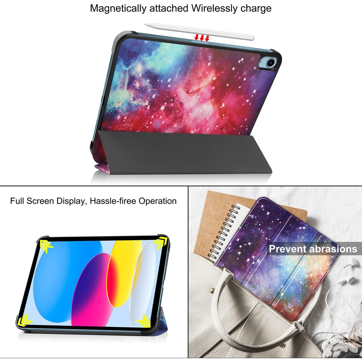 Husa pentru iPad 11 2025, iPad 10 2022 10.9 inch Light & UltraSlim, tip stand cu functie wake-up/sleep, Aiyando, galaxy