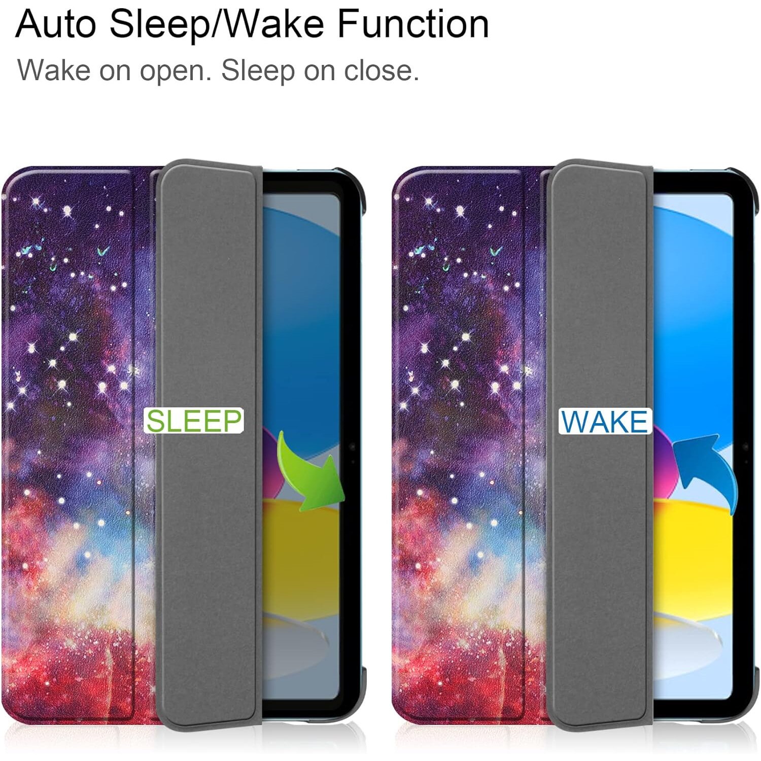 Husa pentru iPad 11 2025, iPad 10 2022 10.9 inch Light & UltraSlim, tip stand cu functie wake-up/sleep, Aiyando, galaxy
