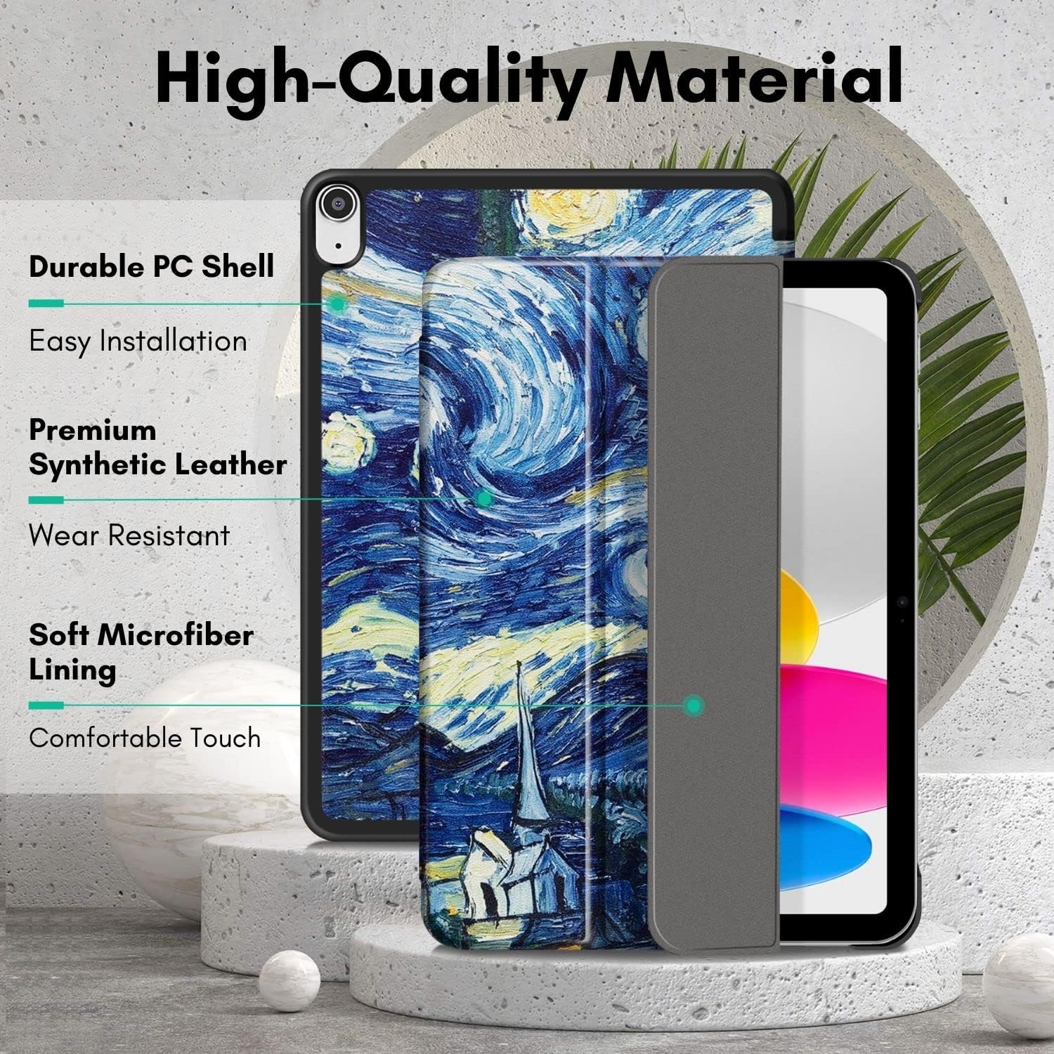 Husa pentru iPad 11 2025 tip stand functie sleep/wake-up, protectie 360 - starry night