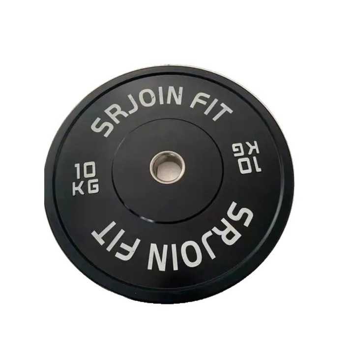 Disc de haltere, cauciucat, 10kg, negru, 5cm orificiu