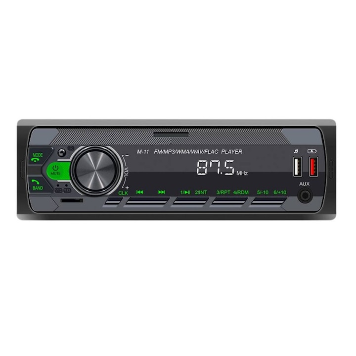 Radio MP3 Player auto INOVA® FM4, 1DIN, USB, Bluetooth 5.0, SD, Hands-free, AUX, Radio FM, Stereo, 4x45W, 12V-14.4V, 7 culori de fundal, Ecran LCD, USB 2.0