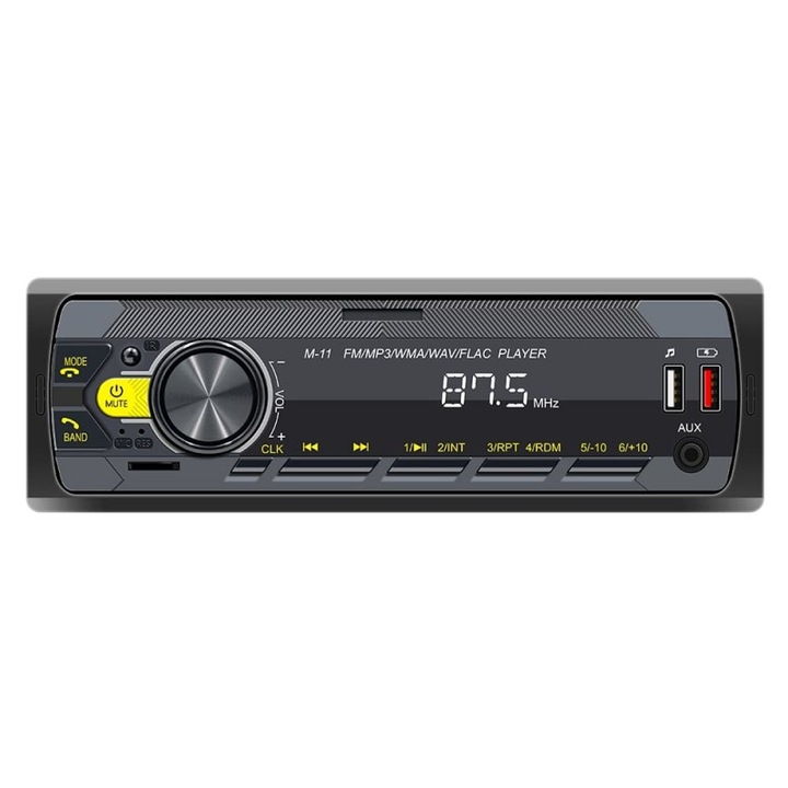 Rádió MP3 lejátszó autós INOVA® FM4, 1DIN, USB, Bluetooth 5.0, SD, kihangosító, AUX, FM rádió, sztereó, 4x45W, 12V-14.4V, 7 háttérszín, távirányító, LCD képernyő, USB 2.0