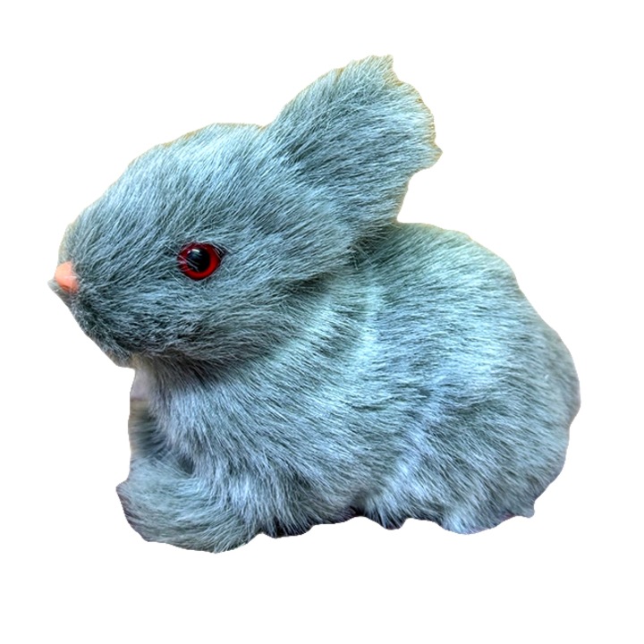 Decoratiune pentru Paste, iepuras cu aspect realist, Gri, 14cm x 12cm, Velve