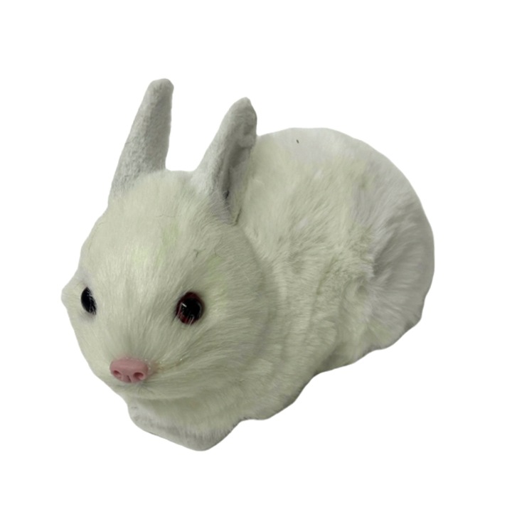 Decoratiune pentru Paste, iepuras cu aspect realist, Alb 15cm, Velve