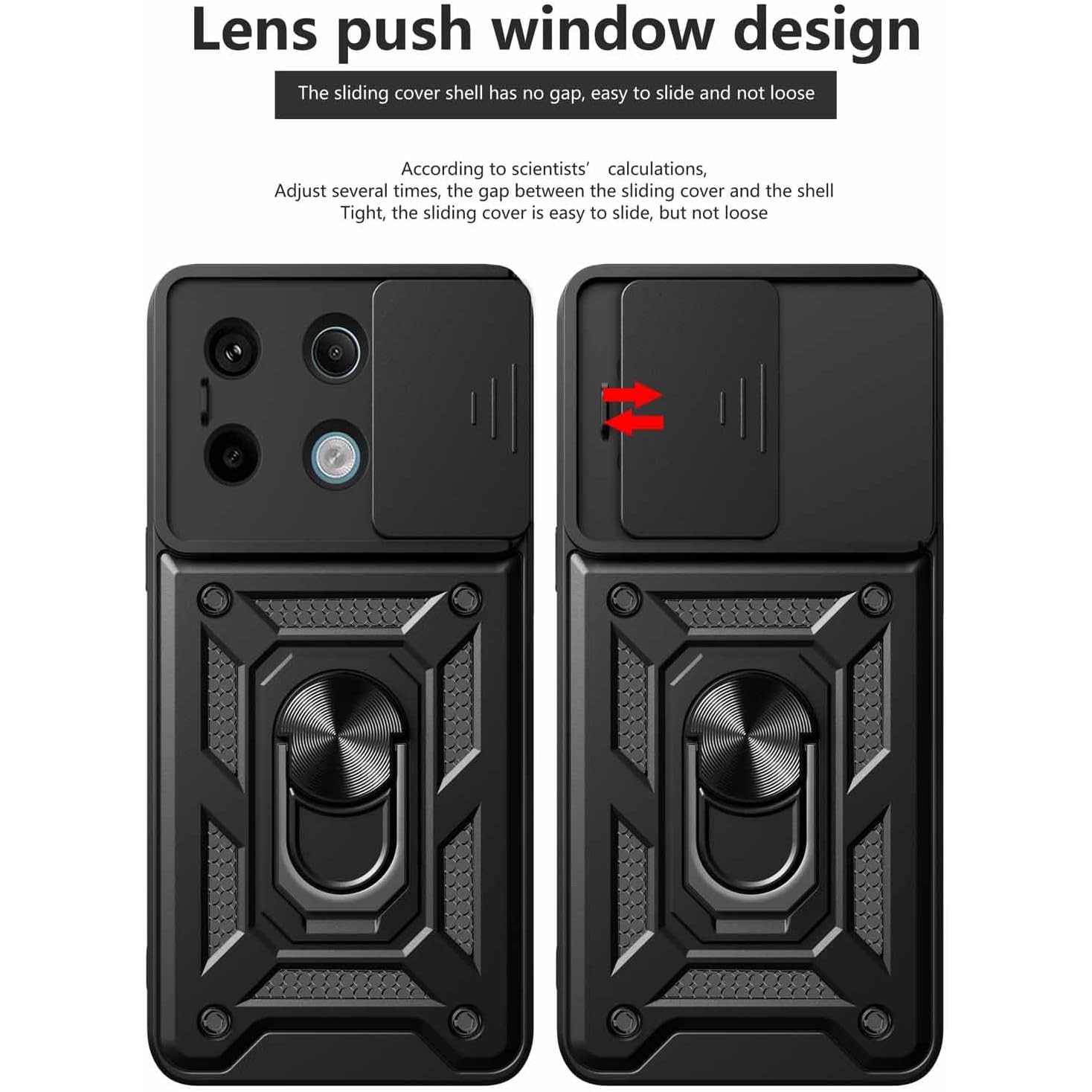 Husa pentru Xiaomi Redmi Note 13 Pro 5G cu inel Ring Armor Kickstand Tough, protectie camera, Aiyando, negru