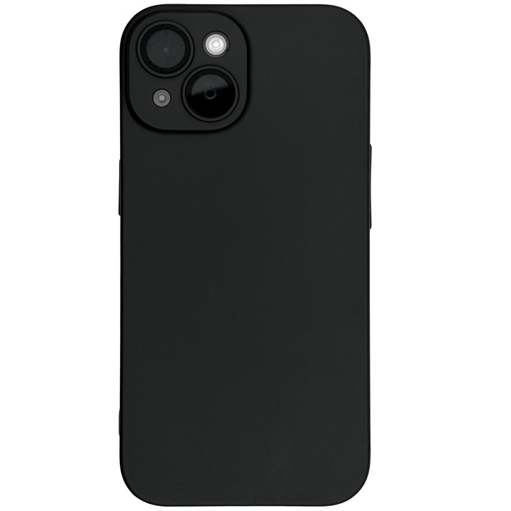 Husa sidefata, protectie completa camera, neagra, Compatibila iPhone 15, Microfibra in Interior, Negru