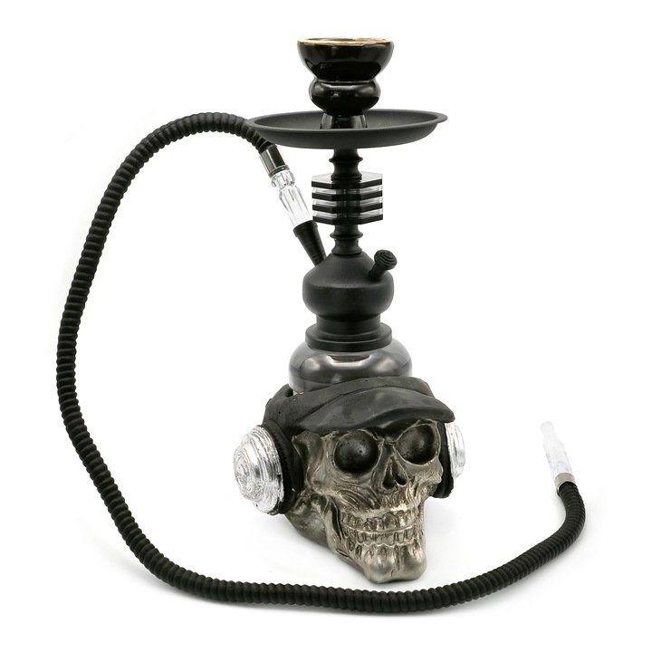 Narghilea Toro, Skull, 1 furtun, Negru, 35 cm