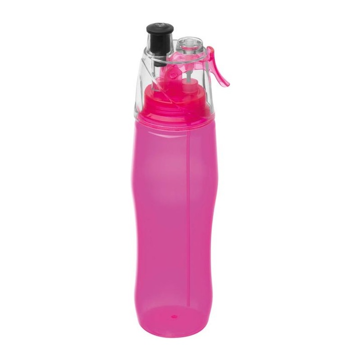 Преносима спортна бутилка, функция за пръскане, заключващ се капак, 700 ml, розова