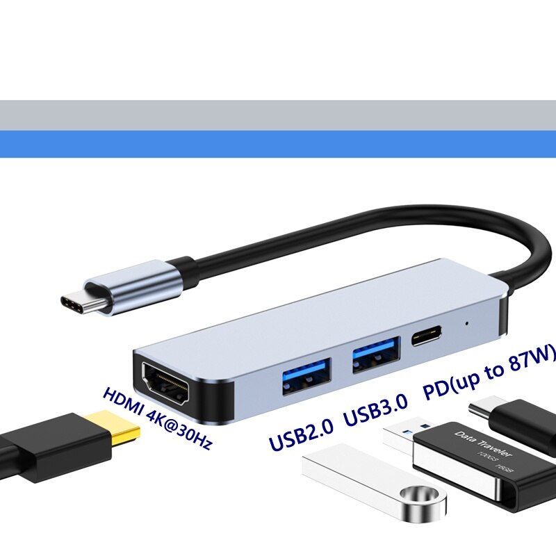 Adaptor multiport, hub USB-C, HDMI 4K, VGA, USB 3.0 - eMAG.ro