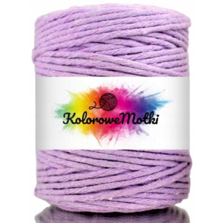 Snur pentru macrame, KoloroweMotki, Bumbac 100%, Torsadat simplu, 3mm x 100m, Violet