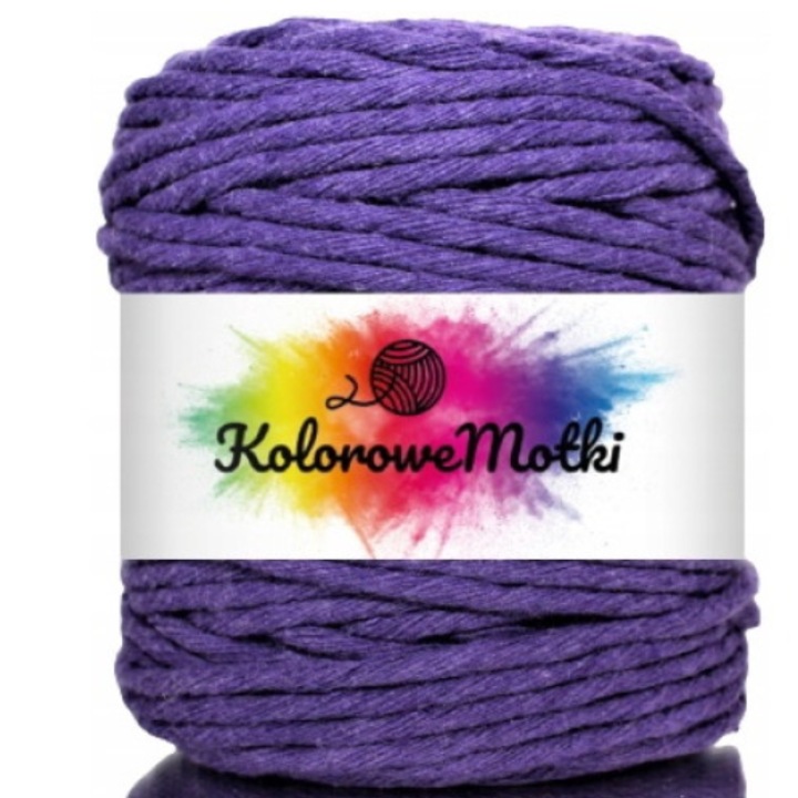 Snur pentru macrame, KoloroweMotki, Bumbac 100%, Torsadat simplu, 5mm x 100m, Levant