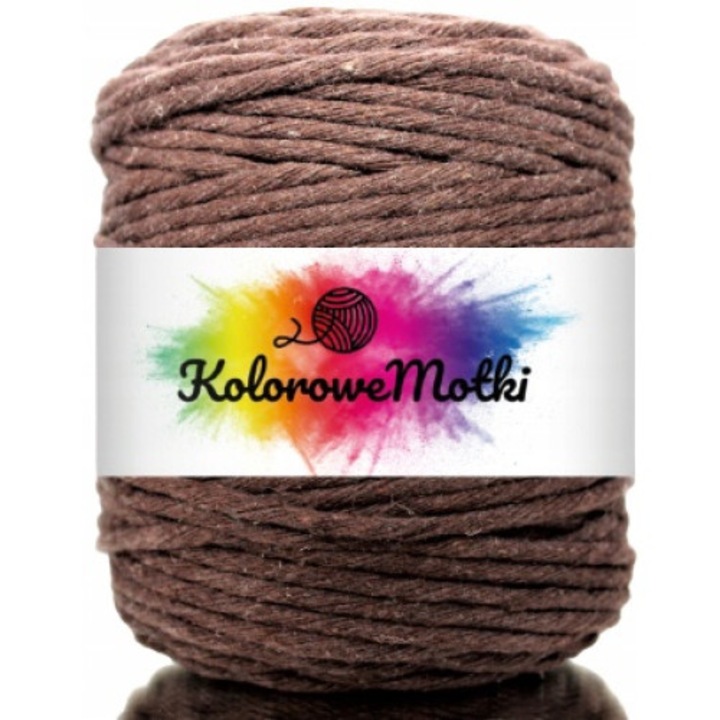 Snur pentru macrame, KoloroweMotki, Bumbac 100%, 5mm x 100m, Torsadat simplu, Rosu Bordo