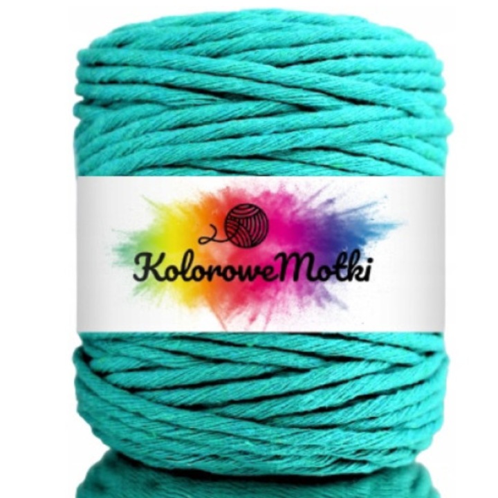 Snur pentru macrame, KoloroweMotki, Bumbac 100%, Torsadat simplu, 5mm x 100m, Smarald