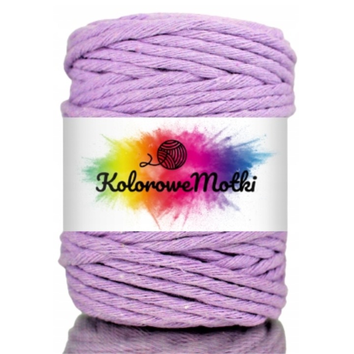 Snur pentru macrame, KoloroweMotki, Bumbac 100%, Torsadat simplu, 5mm x 50m, Violet