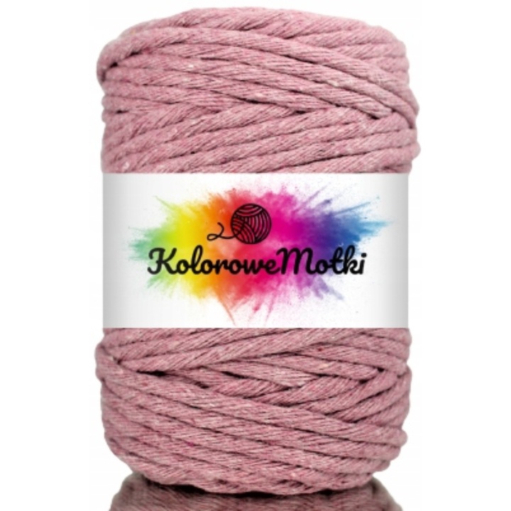 Snur pentru macrame, KoloroweMotki, Bumbac 100%, Torsadat simplu, 5mm x 50m, Heather