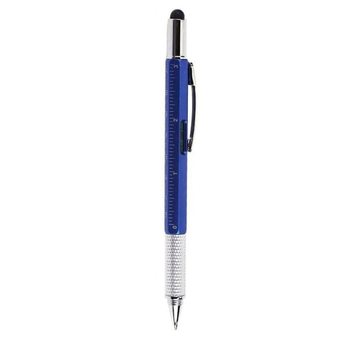 Мултифункционална химикалка, отвертка, линийка, молив, управление със сензорен екран, син, Dactylion®