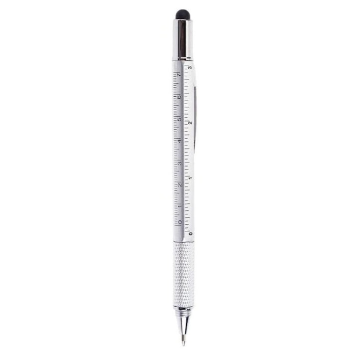 Мултифункционална химикалка, отвертка, линийка, молив, управление със сензорен екран, сребро, Dactylion®