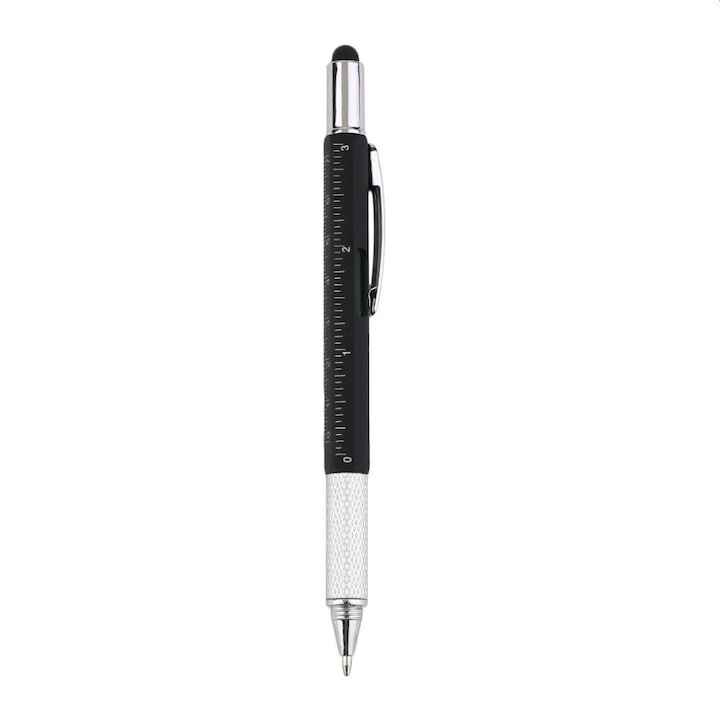 Мултифункционална химикалка, отвертка, линийка, молив, сензорен екран, черен, Dactylion®