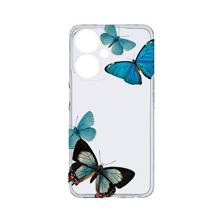 BestCase Clear Szilikon telefontok, Honor X7b, Beautiful Blue Butterflies, Kamera védõ, strapabíró, T 991