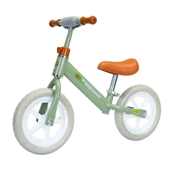 Bicicleta fara pedale pentru copii 2-5 ani reglabila, roata 12 inch, verde