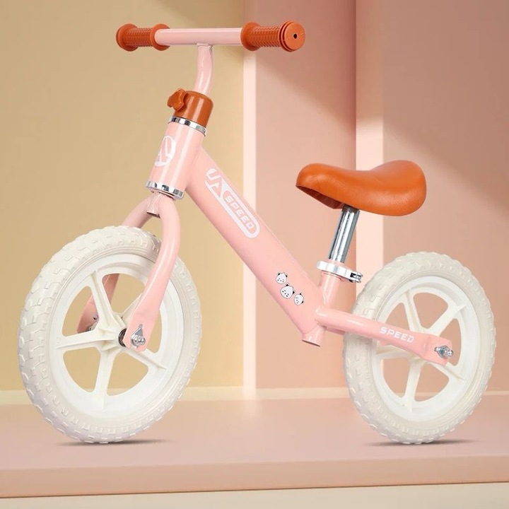 Roata Roz Bicicleta fara pedale pentru copii 2-5 ani reglabila, roata 12 inch ...