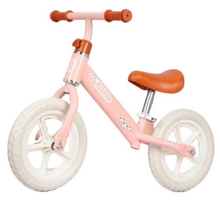 Bicicleta fara pedale pentru copii 2-5 ani reglabila, roata 12 inch, roz