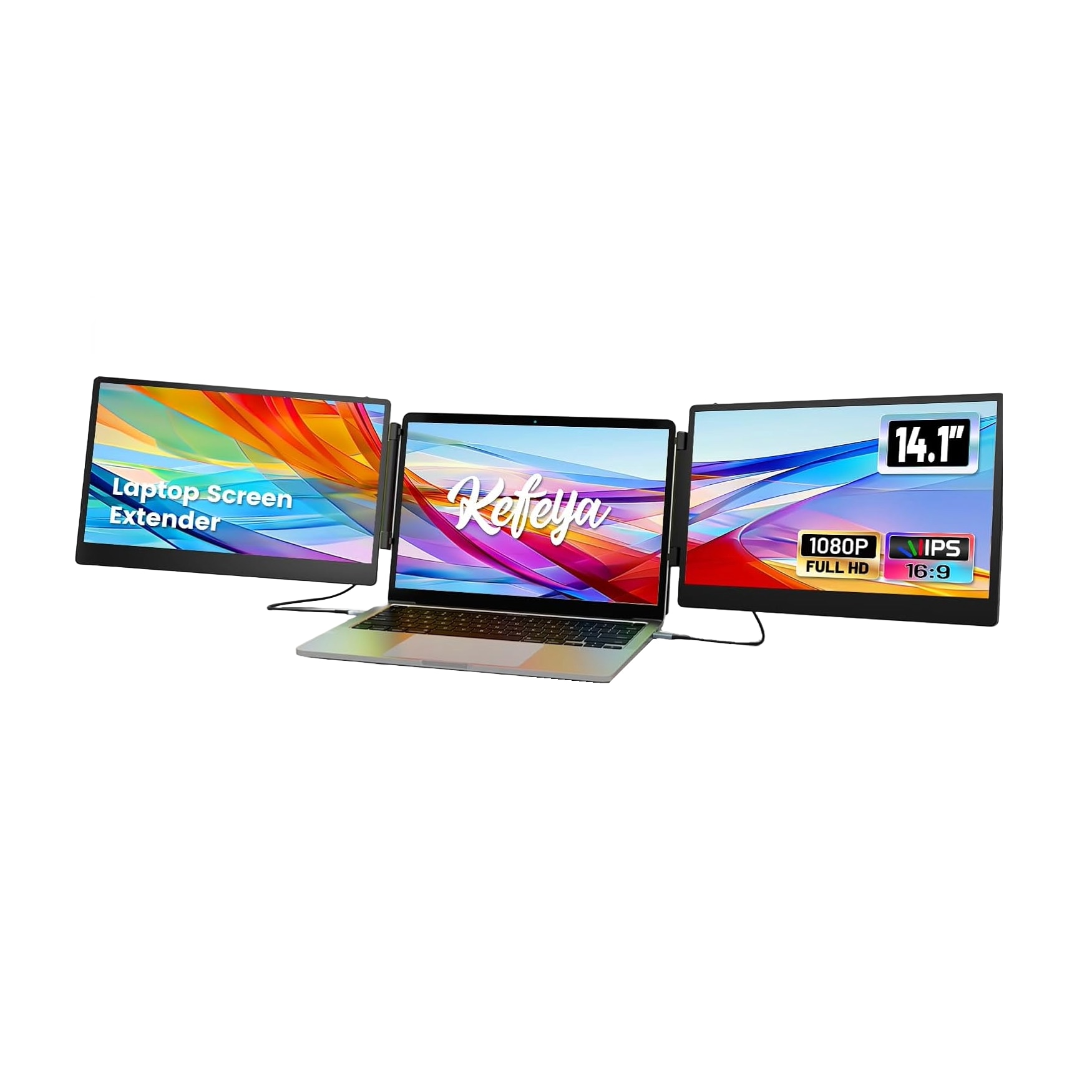 Monitor portabil pentru laptop, 14.1 inch, FullHD, Tri-Screen, 16