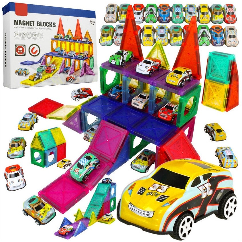 Set Educativ si Creativ Magnetic 68 elemente SOLTOY® Magnet Blocks