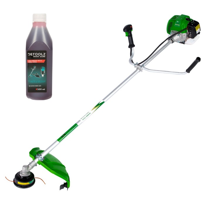 Motocoasa pe benzina, 4.7Cp, 3.5Kw, 52Cc, 9500Rpm, 11 Accesorii, Verde