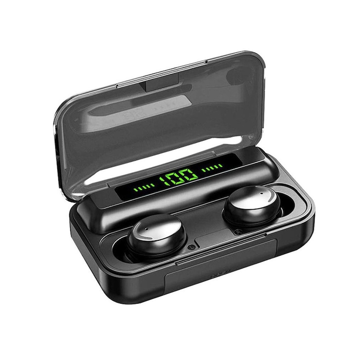 Безжични слушалки, Bluetooth 5.0, водоустойчиви, батерия 1200 mAh, черни, Dactylion®