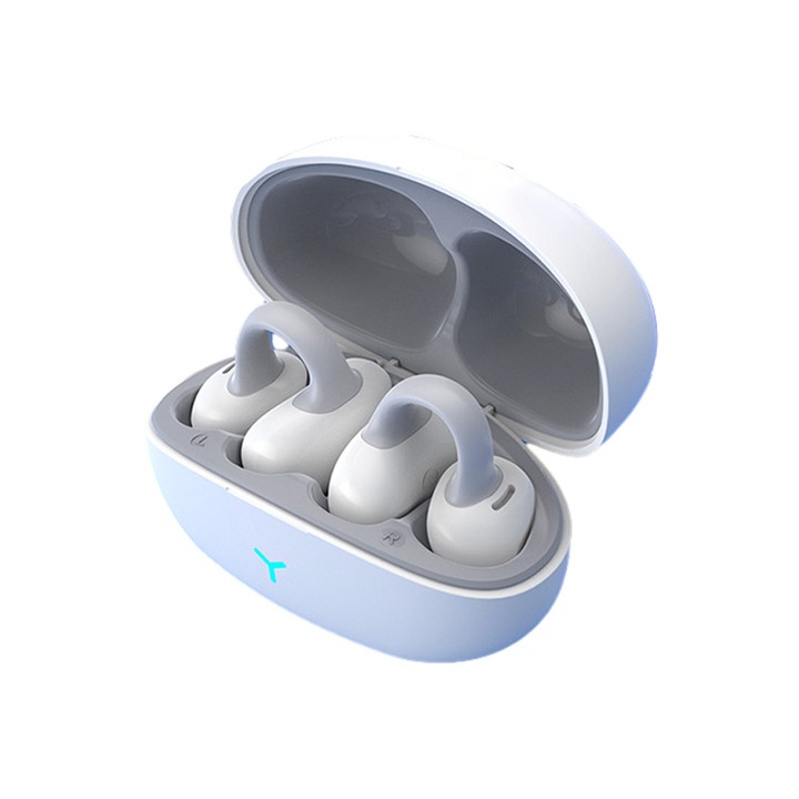 Casti wireless bluetooth, audio, in ear, fara fir, sport, cu anularea zgomotului imbunatatita, control touch, asistent vocal, universale, Bluetooth 5.3, alb